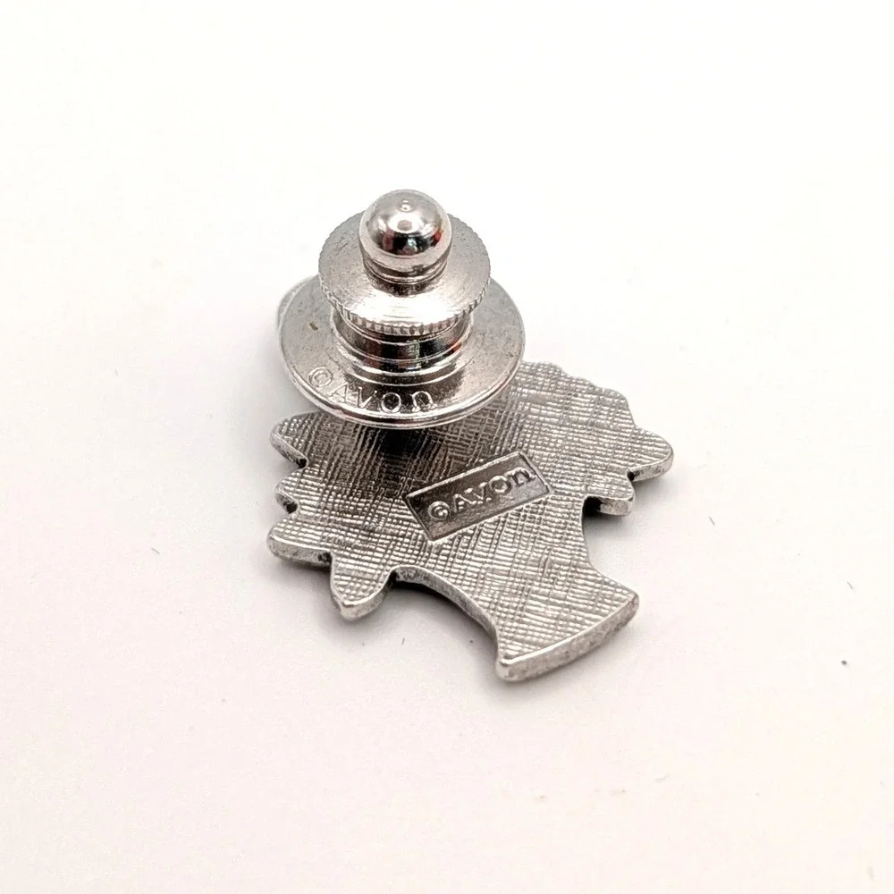 Avon Flower Basket Pin Silver Tone Vintage Floral Lapel Tie Tack 0.75